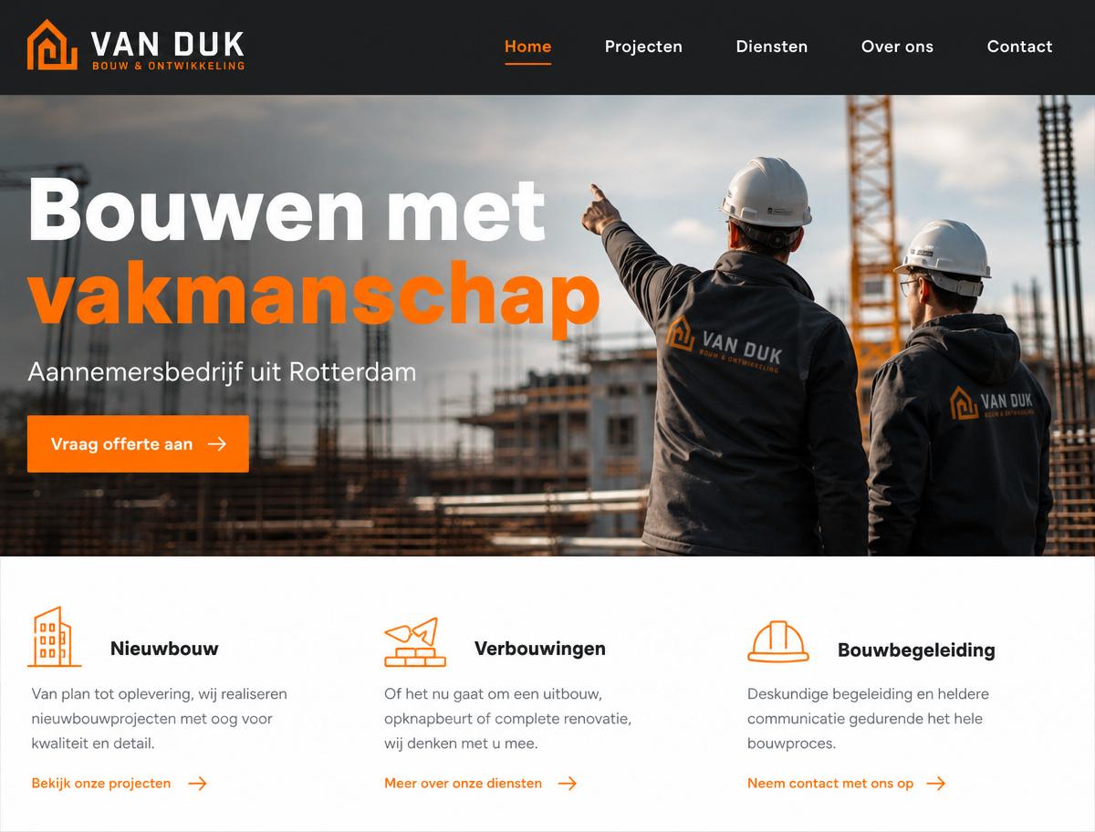 Voorbeeld website Bouwbedrijf