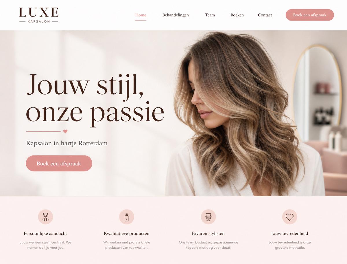 Voorbeeld website Kapsalon